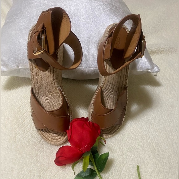 Coach Brown Espadrille Wedge Shoes with Platform Sole - Picture 1 of 14
